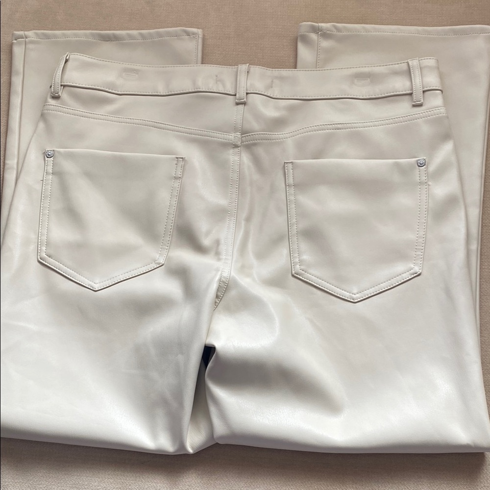 Zara Cream Faux Leather Pants with Textured Finish - Picture 2 of 2